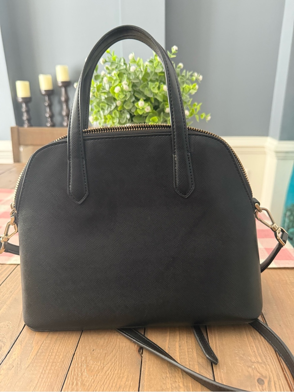 kate spade Black Saffiano Leather small Dome Satchel with Crossbody Strap - Picture 3 of 7